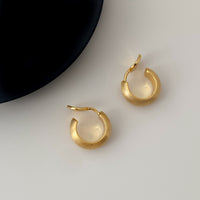 Niche Design High-end Geometric C-shaped Frosted Brushed Earrings