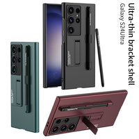 Pen Slot Phone Case Matte Solid Color Protective Hard Shell