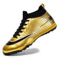 High Top Football Shoes With Long, Broken Nails And Gold Football Shoes