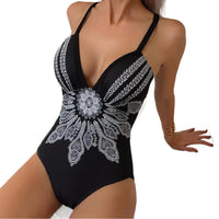 Women's Triangle Pattern Corset One-piece Swimsuit