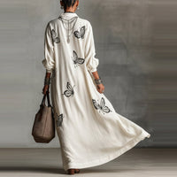 New Womens Relaxed-fit Casual Dress With A Deep V-neck