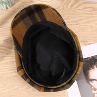 Korean Style Color Matching Plaid Beret Fashion Artistic Sunshade