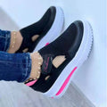 Women's Light Color Blocking Velcro Thick Bottom Breathable Large Casual Shoes