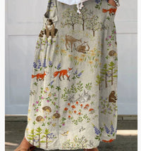 Independent Printed Skirt With Pockets