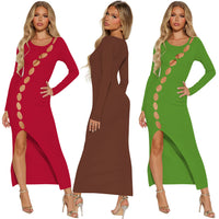 Womens Cut-Out Slit And Hollowed-Out Dress