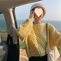 Autumn And Winter Lazy Style Loose Solid Color Twist Round Neck Sweater