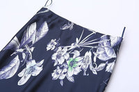 Women's Satin Midi Floral Print Skirt