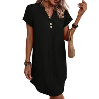 Solid-color Casual Dress Loose-fitting And Slimming