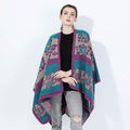 Autumn And Winter Women's Jacquard Split Shawl Flower Cloak