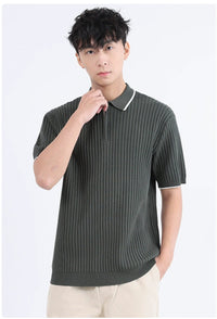 Fashion Men's Polo Shirt V-neck Business T-shirt