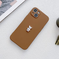 Metal Silver Three-dimensional Bear Electroplating Diy Handmade Acrylic Phone Case Material