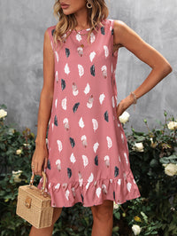 Womens Loose-Fitting Sleeveless Printed Dress