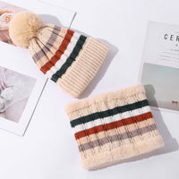 Women's Color Matching Striped Thick Warm Knitted Hat