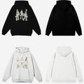 Men's And Women's Fashion Retro Black And Gray Three-person Shadow Hooded Sweater