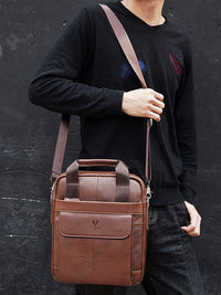 Hummer Business Commute Genuine Leather Men's Business Messenger Bag