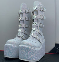 European And American Metal Buckle Thick Sole High Boots Women Amazon Plus Size