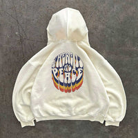 Female Printed All-matching Loose Hooded Sweater