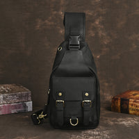 Full-grain Crazy Horse Leather Cowhide Vintage Outdoor Multi-purpose 8-inch Phone Chest Crossbody Bag