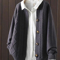 Knitted Cardigan Cable-Knit Sweater Coat For Women