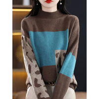 Womens Half-Turtleneck Color-Block Base Layer Top Extra-Soft And Thick