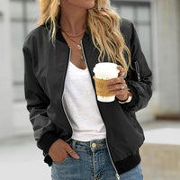 New Autumn Solid-Color Womens Fashionable Zippered Outer Jacket In European