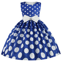 Irregular Skirt Print Children's Dress Bow Costume