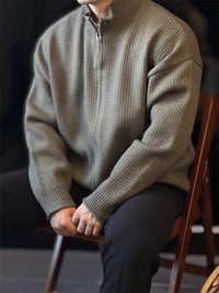 Men's Stand-Up Collar Knitted Cardigan Jacket Vintage Sweater