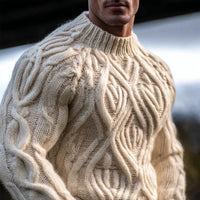 Mens Loose-Fit Long-Sleeve Pullover Hoodie With A Crew Neck And Printed Design