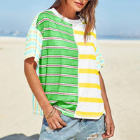 Women's Striped Casual Loose-fitting Short-sleeve Shirt