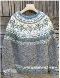 Thick Needle Cloth 3D Digital Printed Round Neck Sweater