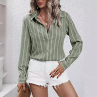 Commute Style Fashion Striped Loose Long Sleeve Shirt
