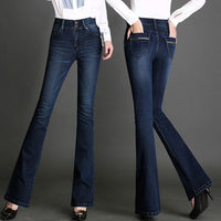 Women's High-rise Stretch Slim Wide-leg Jeans