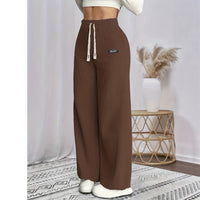 Women's Corduroy Wide-Leg Pants High-Waisted With Drawstring Retro Style