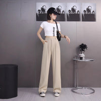 Women's Lightweight High-waisted Loose-fit Ice-silk Wide-leg Pants