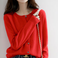 Women's Solid Color Loose Round Neck Knitted Sweater Coat