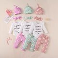 Baby Girl Cotton Romper 4-piece Set