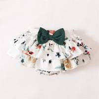 Girls' Three-piece Khaki Dress Set Printing