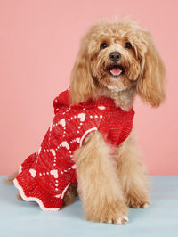 Small Dog Sweater Hoodies Dress Winter Knit Cute Clothing Heart Puppy Clothes
