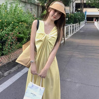 Sleeveless V-neck Loose-fitting Vacation Outfit Dress