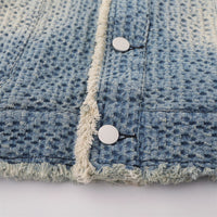 Washed And Worn Raw Edge Cat Beard Denim Coat