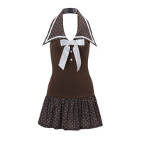 French-style Sweet Polka-Dot Halter Dress For Women
