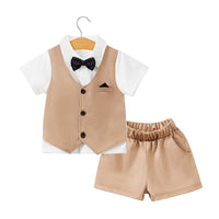 Summer Short-sleeved Children's Gentleman Two-piece Suit Male Baby Clothes