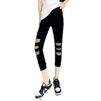 Summer Thin Women's Ripped Mesh Cropped Pants