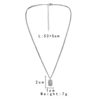 Fashion Minimalist Relief XINGX Square Plate Pendant Necklace Trendy Men