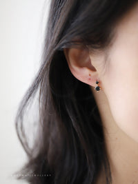 S925 Sterling Silver Gold Plated Black Zircon Earrings