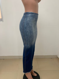 Women's Clothing Fashion Slit Tassel Denim Skirt