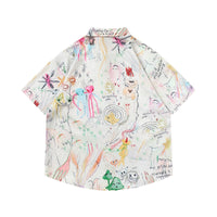 Full Printed Graffiti Loose Short Sleeve Shirt Men