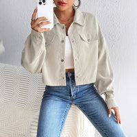 Casual Polo Collar Corduroy Jacket Single-breasted Short Coat