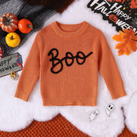 Boy's Cartoon Ghost Embroidered Long-sleeved Sweater