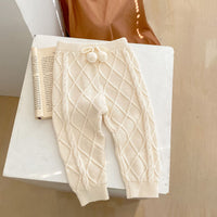 Baby Boys And Girls Rhombus Knitted Pure Beam Long Pants